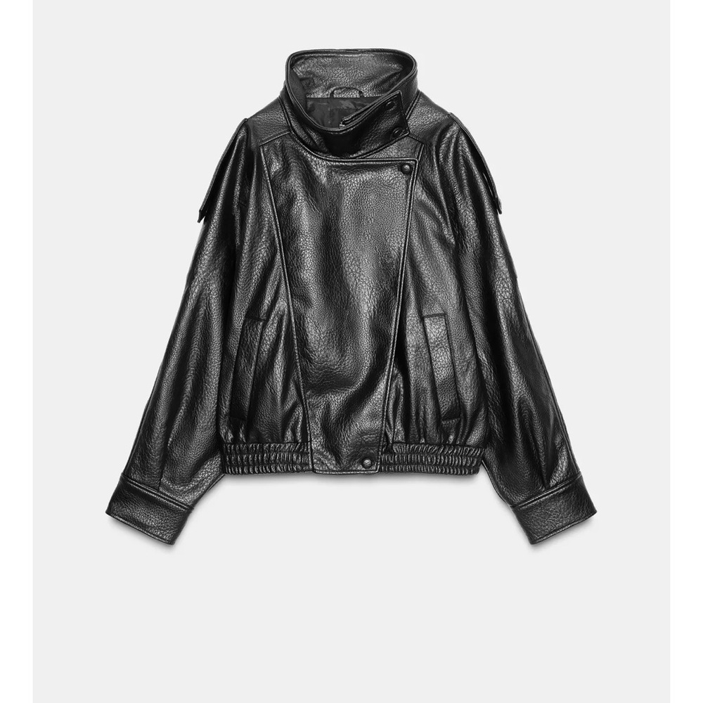 Zara Women's Black Leather Jacket S